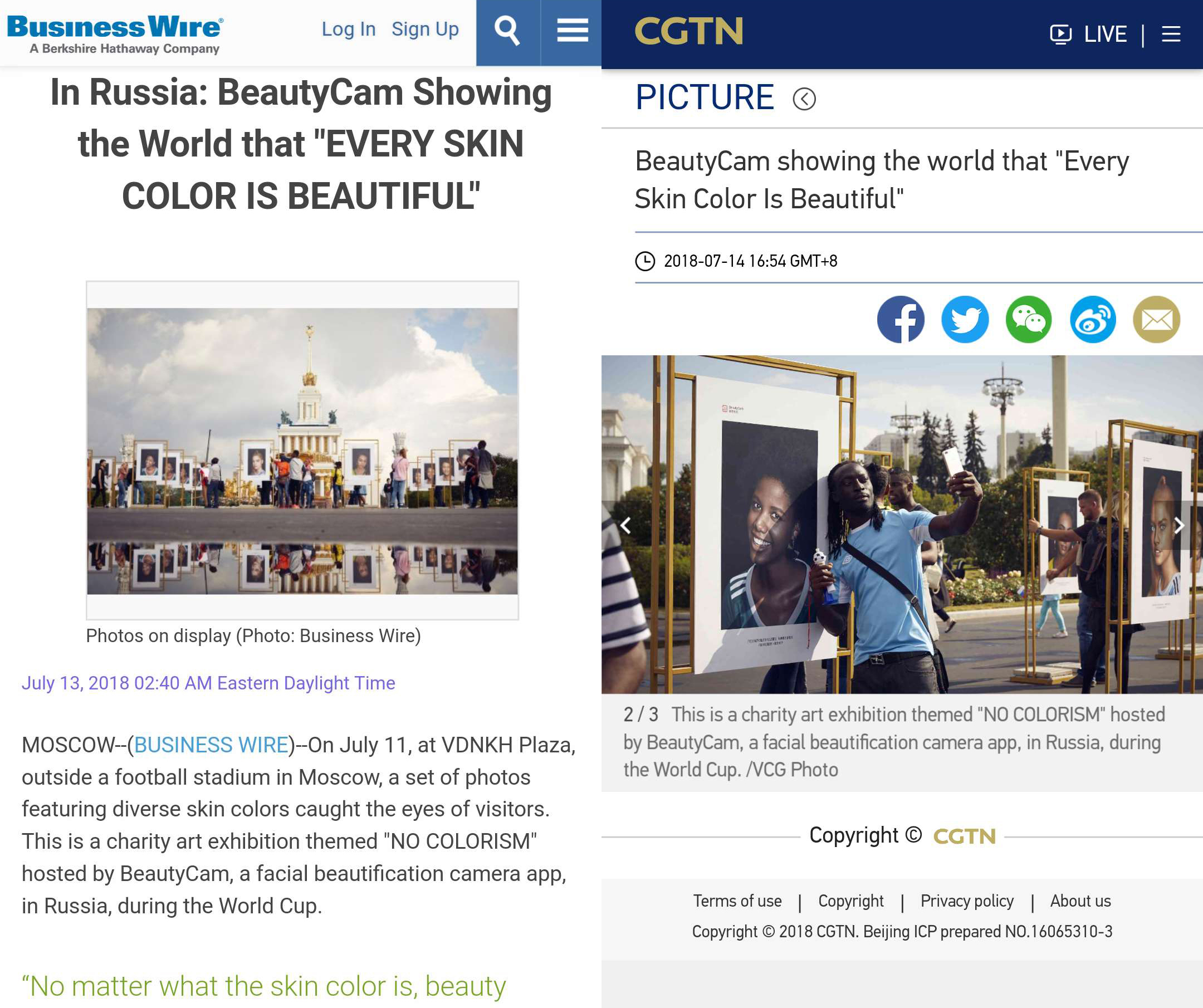 世界杯不谈足球,美颜相机远赴俄罗斯呼吁#肤色和平#