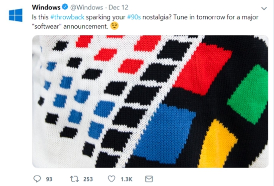 Windows发布Win95毛衣,掀起怀旧风潮