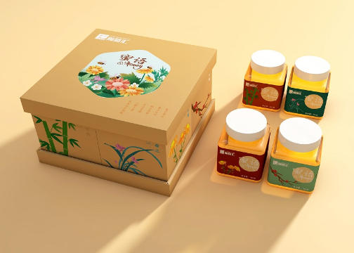 蜂蜜礼盒包装设计，清新、淡雅