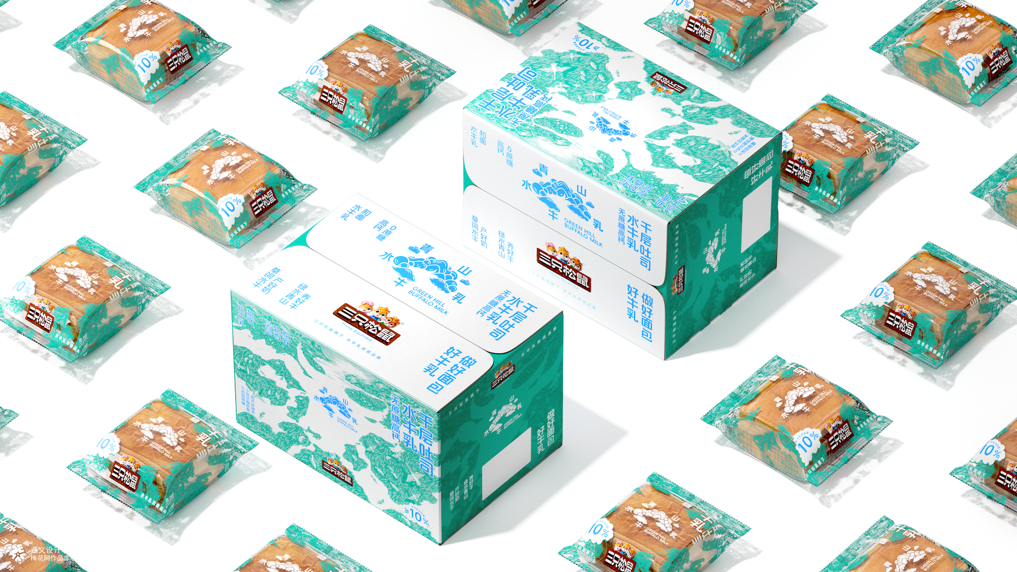 遇义设计｜三只松鼠青山水牛乳烘焙品牌包装设计丨云端发布