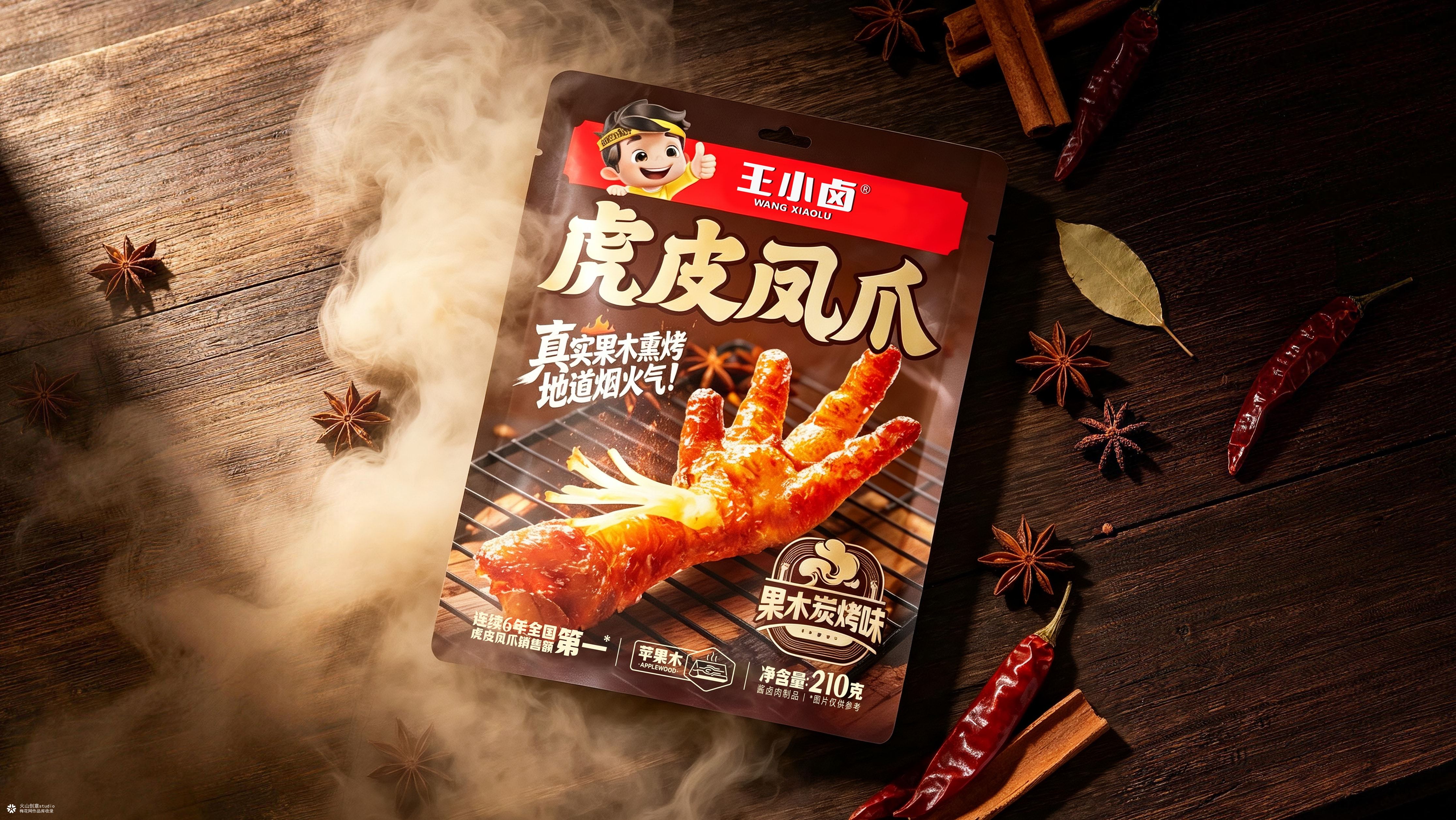 王小卤 · 果木炭烤虎皮凤爪包装设计｜烟火气与食欲感的视觉表达