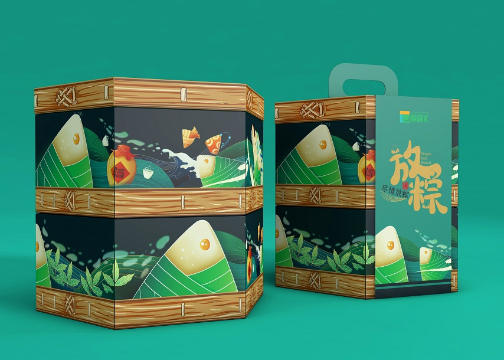 圆形“放粽”端午粽子礼盒包装设计