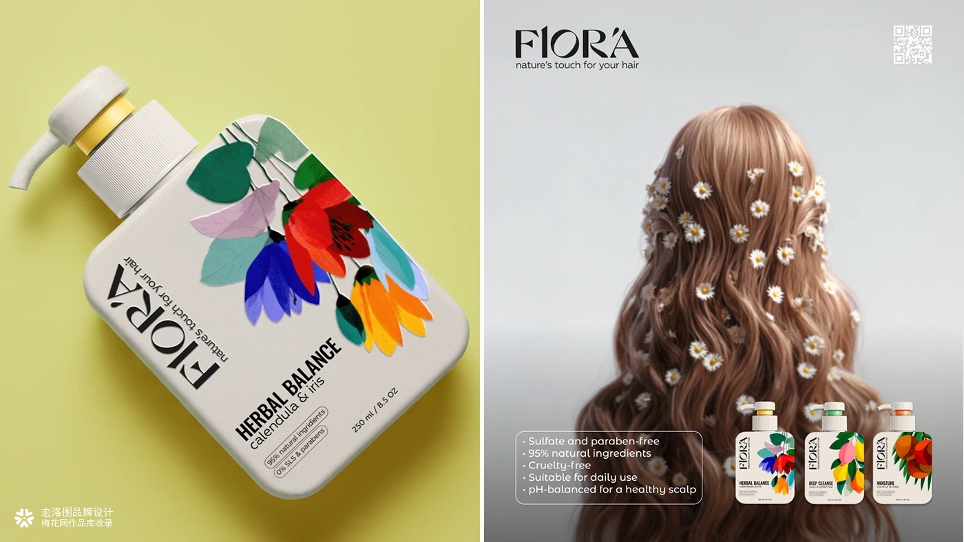 洗发水FLORA品牌包装设计-宏洛图