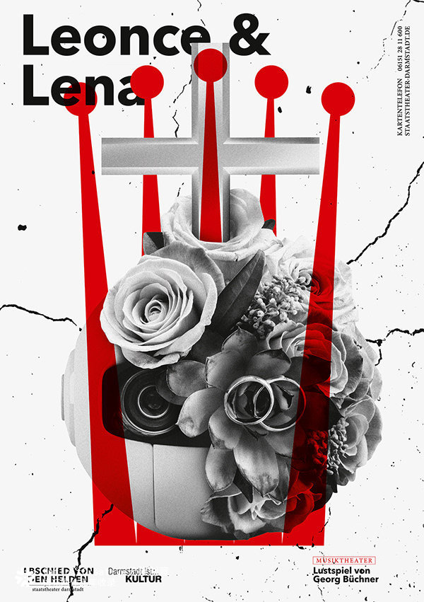 “达姆施塔特国家剧院”设计的系列宣传海报-“永别英雄” ​​​