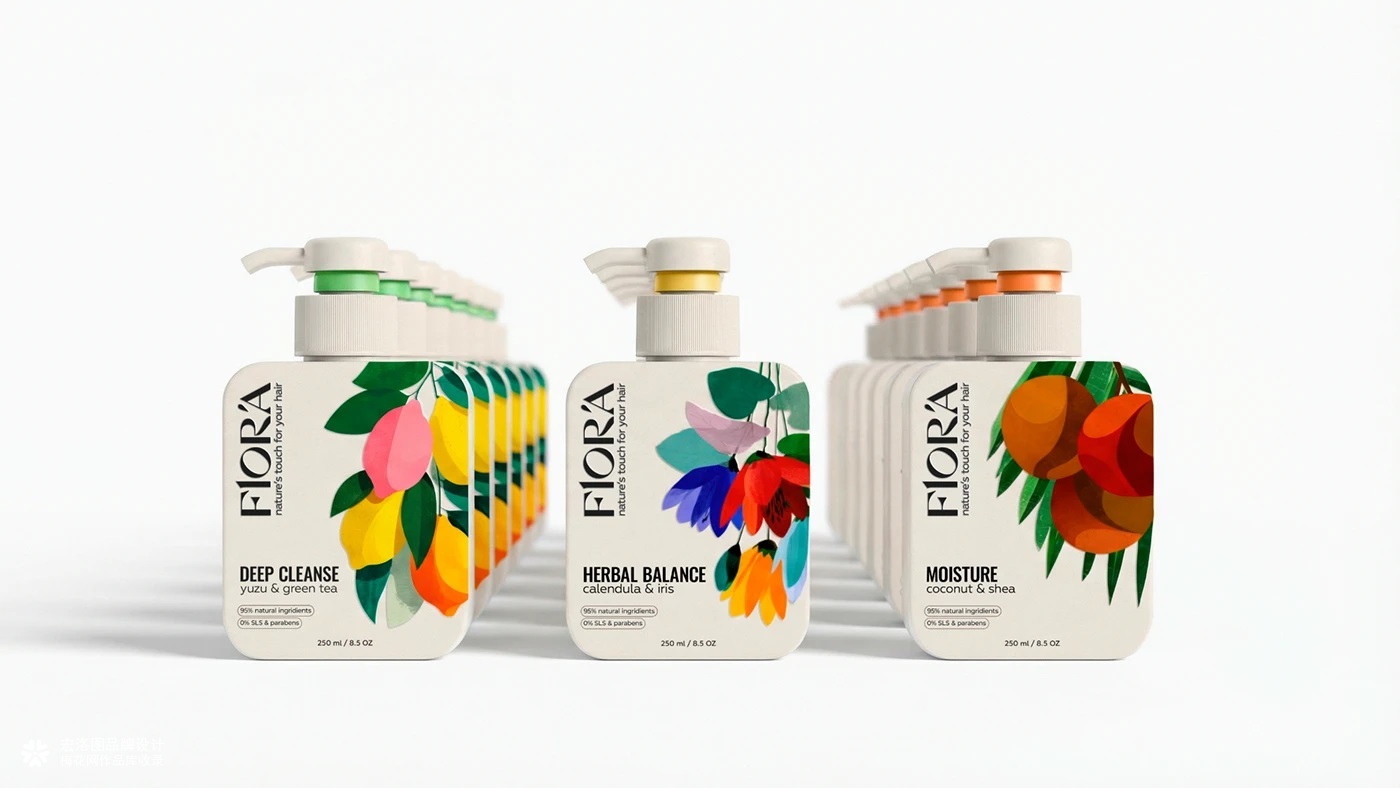 洗发水FLORA品牌包装设计-宏洛图