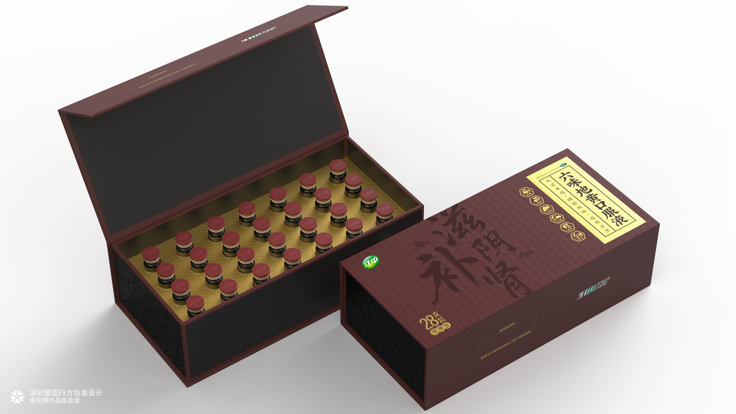 江中六味地黄口服液包装设计 otc药品包装设计 礼盒包装设计公司