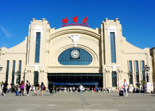 三维展示哈尔滨火车站的发展过程，视频剪辑，后期制作