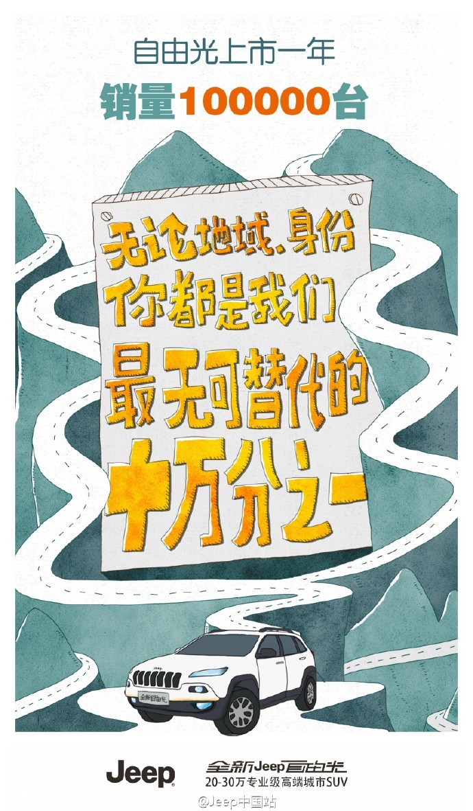 Jeep：感谢最无可替代的十万分之一！