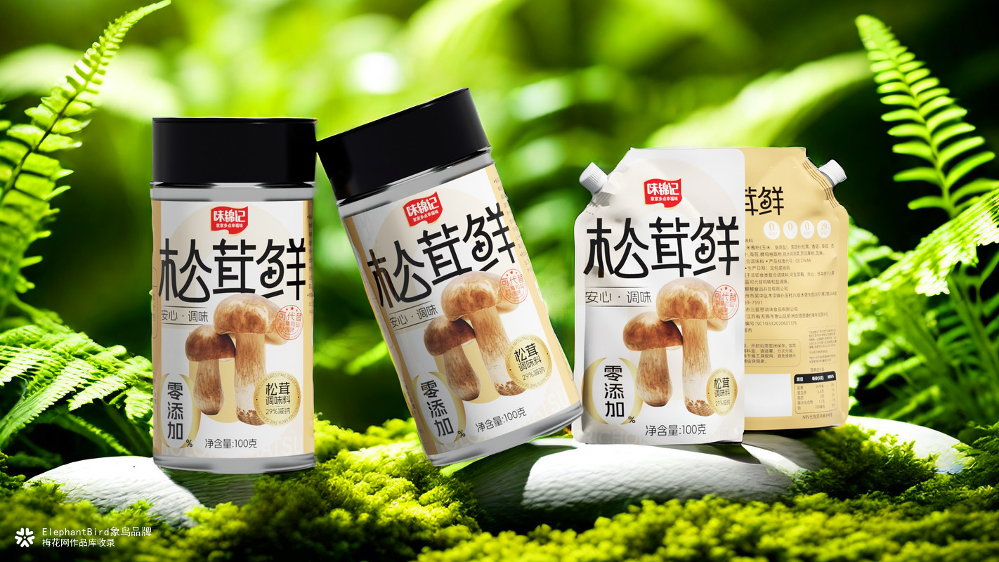 象鸟x味锦记x松茸调味料包装设计