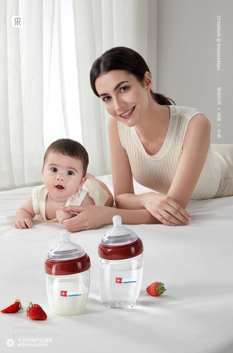 奶瓶产品摄影 新生儿奶瓶拍摄 玻璃奶瓶白底图 母婴电商主图视频制作