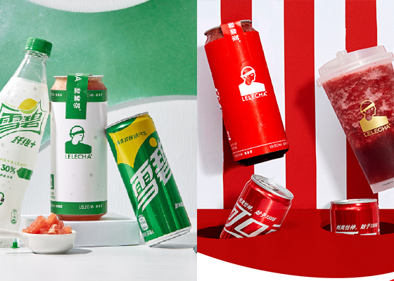 乐乐茶和可口可乐、雪碧推出易拉罐形状的果茶，会玩！