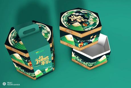 圆形“放粽”端午粽子礼盒包装设计