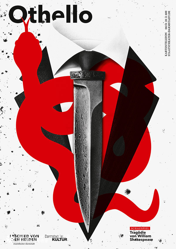 “达姆施塔特国家剧院”设计的系列宣传海报-“永别英雄” ​​​