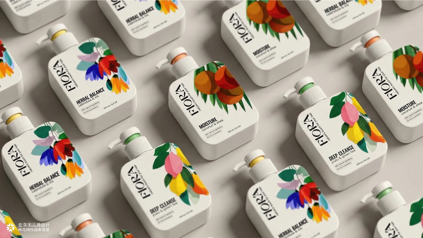 洗发水FLORA品牌包装设计-宏洛图
