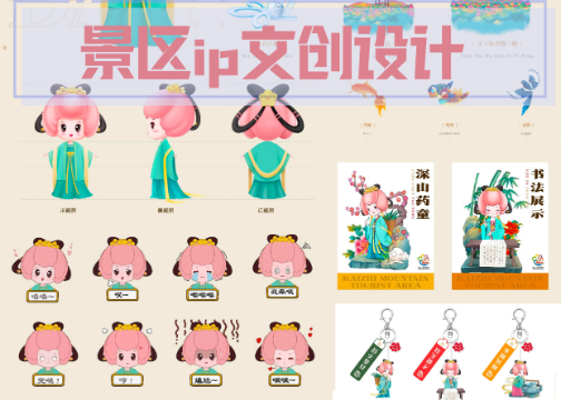 景区文创ip形象设计表情包设计钥匙扣文创周边延展设计