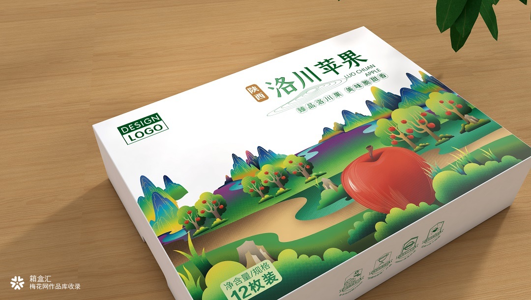 洛川苹果包装设计——插画描绘生长地带元素