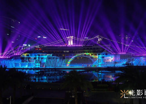深圳海上世界明华轮170米船体3D灯光光影秀