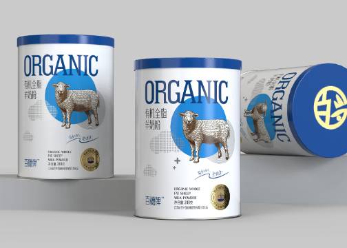 有机全脂羊奶粉包装设计 羊奶粉罐装包装设计