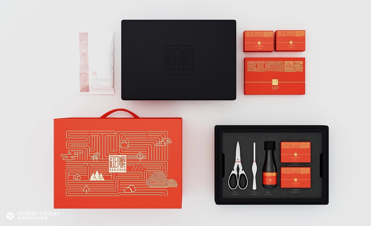 大闸蟹包装设计 大闸蟹礼盒包装设计 海鲜产品包装设计