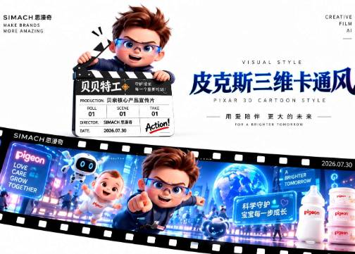 《贝亲奶瓶-贝贝特工》Q萌IP➕三维动画影视风格定制 —思漫奇