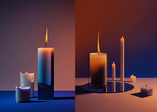 香薰蜡烛创意摄影/蜡烛静物摄影/AI产品摄影