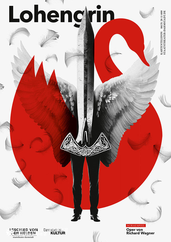 “达姆施塔特国家剧院”设计的系列宣传海报-“永别英雄” ​​​