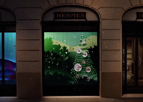 爱马仕2023圣诞广告：福宝大道24号的奇妙舞台