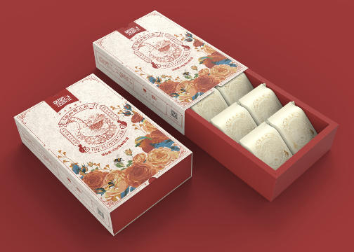 朝话昔食鲜花饼系列休闲食品包装设计