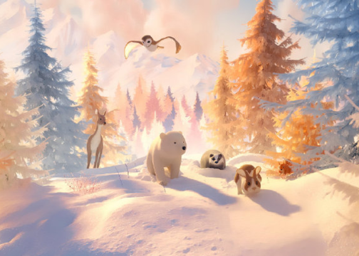 萧邦治愈系动画：小熊和伙伴们畅游冬季仙境