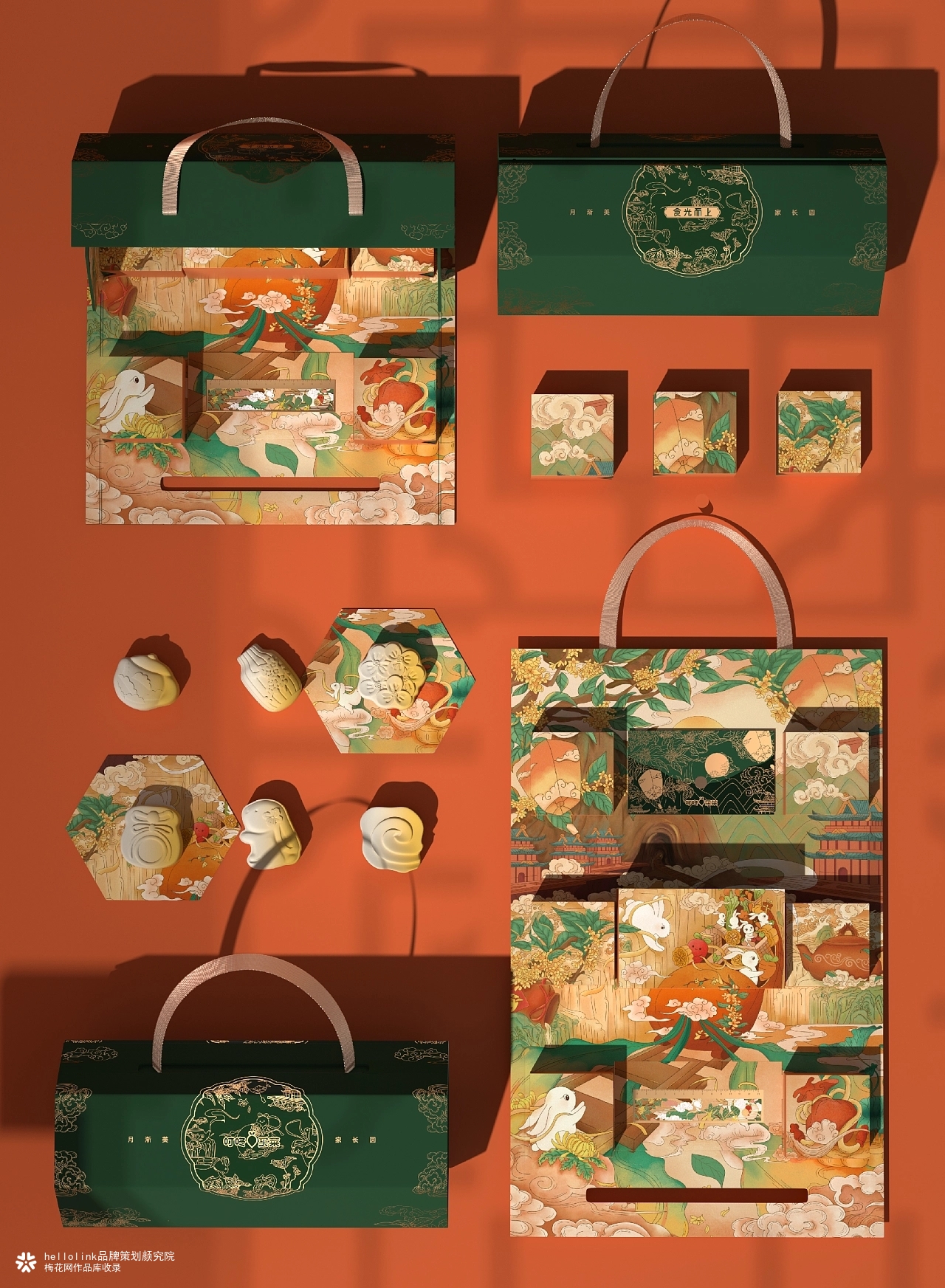 中秋礼盒设计 公关礼盒 国潮插画包装设计 礼盒设计