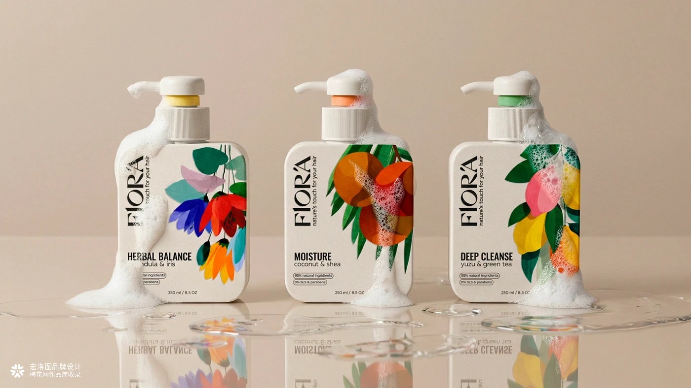 洗发水FLORA品牌包装设计-宏洛图
