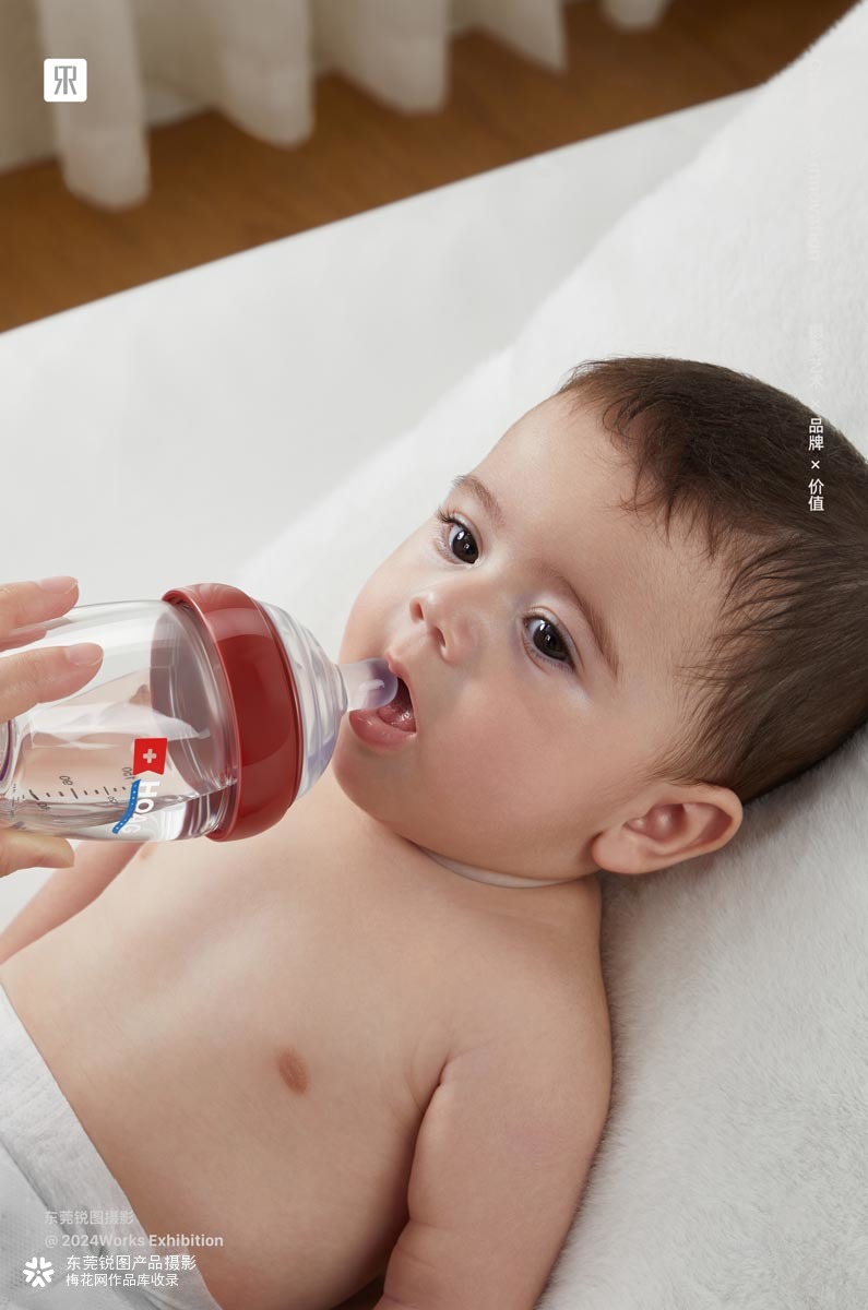 奶瓶产品摄影 新生儿奶瓶拍摄 玻璃奶瓶白底图 母婴电商主图视频制作