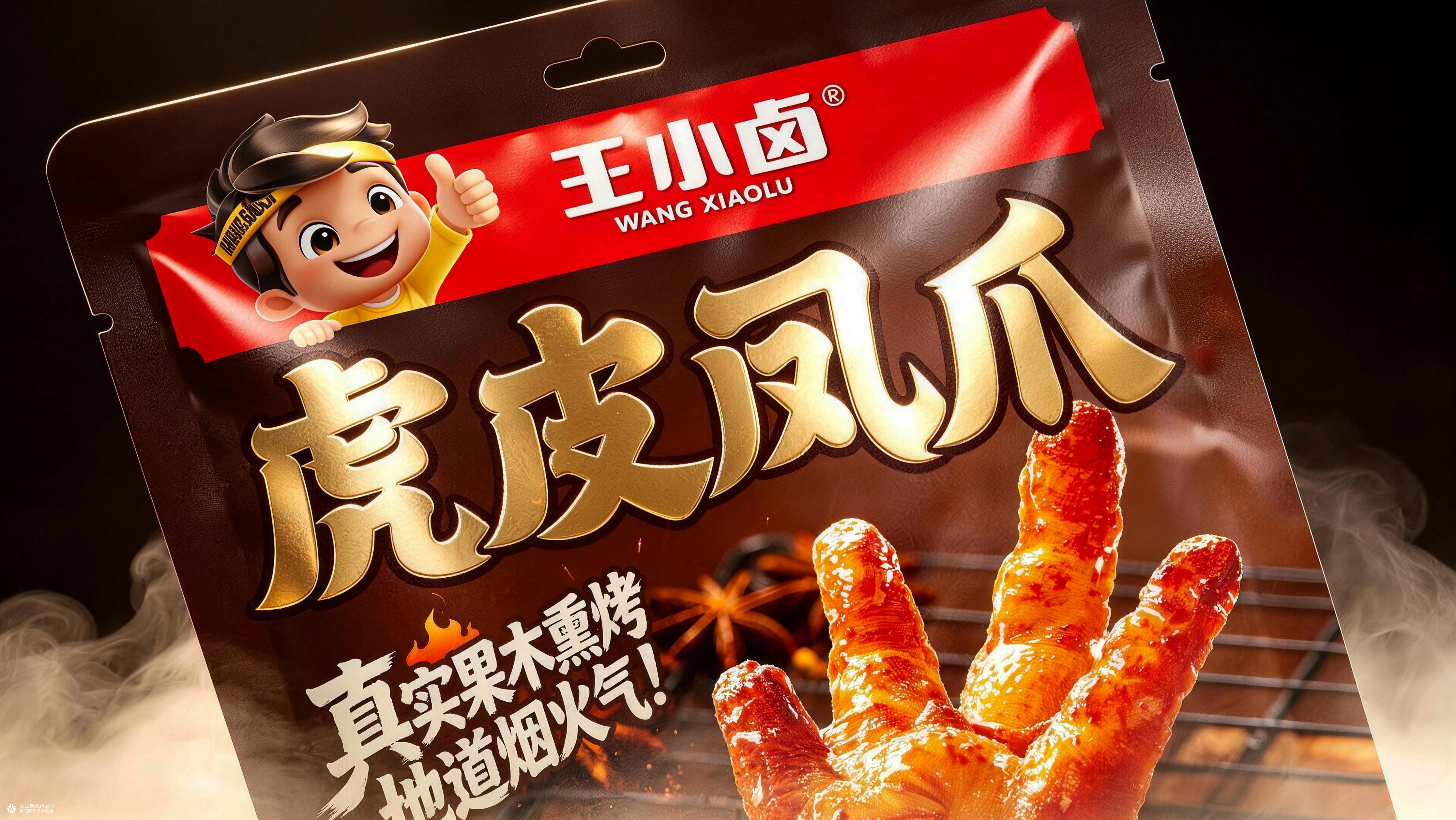 王小卤 · 果木炭烤虎皮凤爪包装设计｜烟火气与食欲感的视觉表达