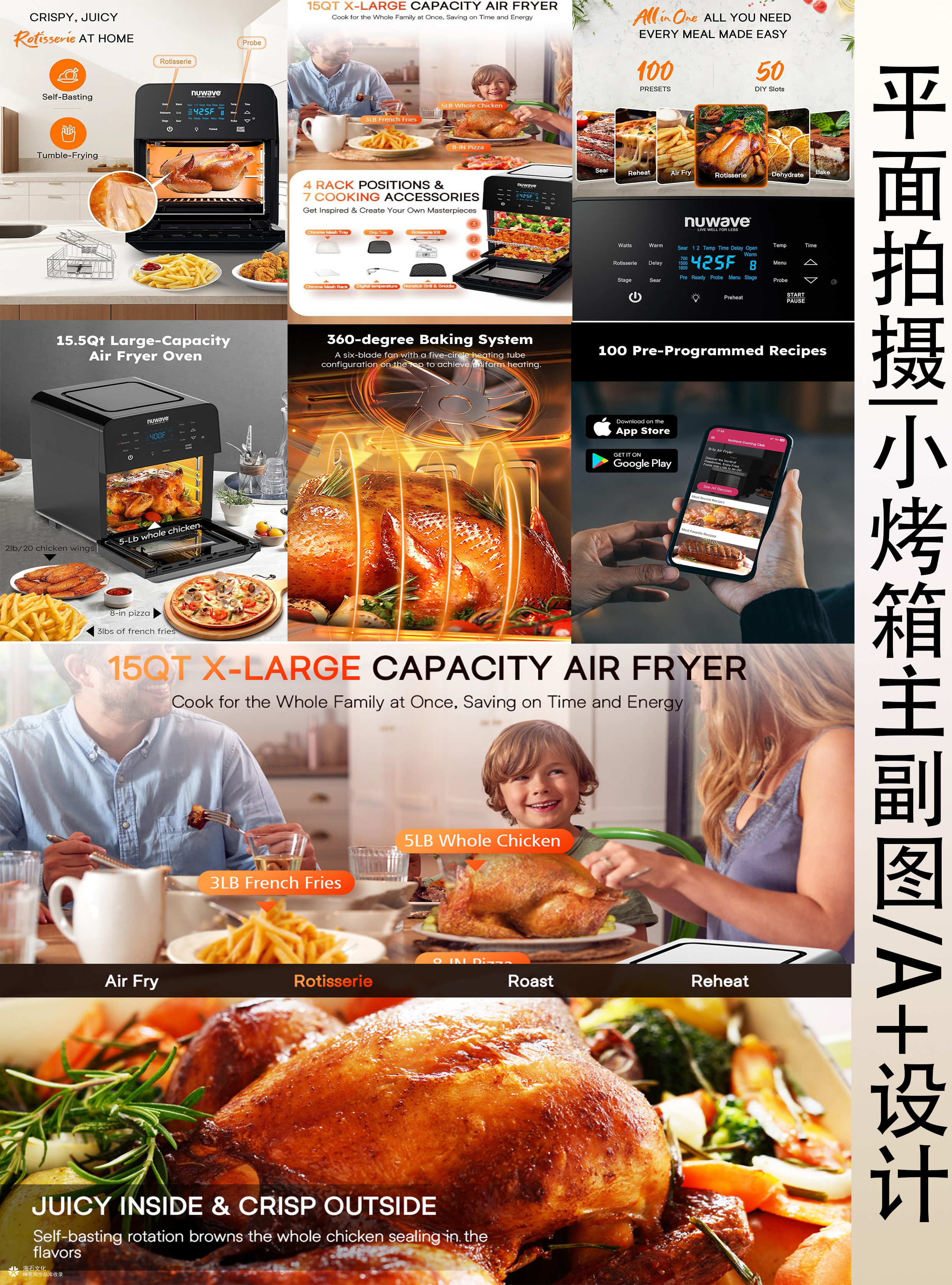 外销食物氛围感|亚马逊小烤箱平面拍摄【主/副图A+设计】